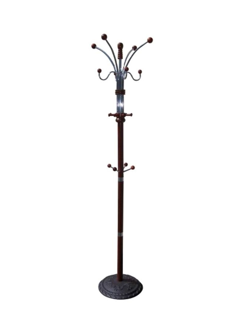 Wood And Chrome Coat Rack Brown/Silver