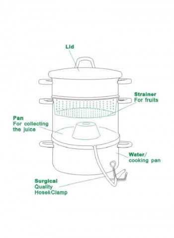 2-In-1 Stainless Steel Steamer With Juicer Silver 12.5x12.5x14.5inch