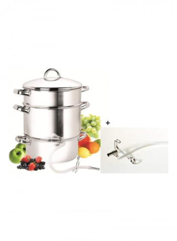 2-In-1 Stainless Steel Steamer With Juicer Silver 12.5x12.5x14.5inch