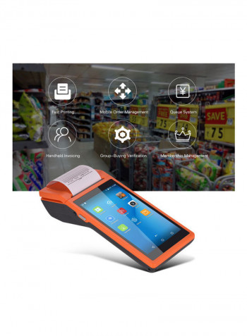 Smart POS Terminal Wireless Portable Printer Orange/Black