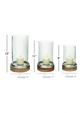 3-Piece Candle Holder Set Silver/Beige/White 11x9inch