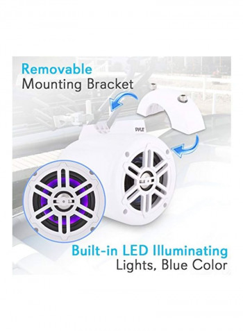 Waterproof Marine Wakeboard Tower Speakers PLMRLEWB47WB White/Blue