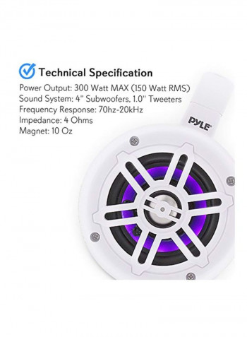 Waterproof Marine Wakeboard Tower Speakers PLMRLEWB47WB White/Blue