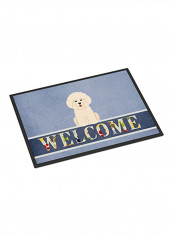 Bb5656Mat Bichon Frise Welcome Doormat Blue/White 18X27X0.25inch