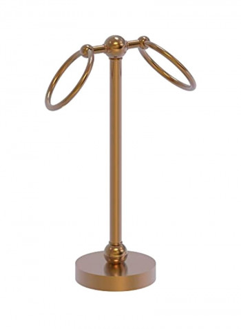 Brass 2 Ring Towel Holder Brown