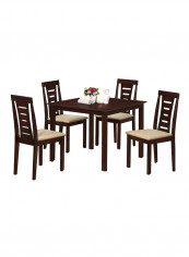 5-Piece Celine Dining Table And Chair Set Dark Brown
