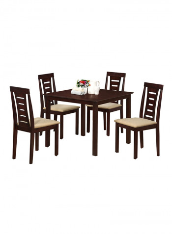 5-Piece Celine Dining Table And Chair Set Dark Brown