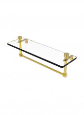 Foxtrot Vanity Integrated Towel Bar Glass Shelf Clear/Gold 16inch