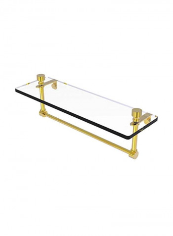 Foxtrot Vanity Integrated Towel Bar Glass Shelf Clear/Gold 16inch