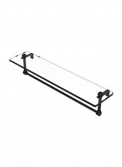Vanity Integrated Towel Bar Glass Shelf Clear/Black 22inch