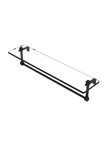 Vanity Integrated Towel Bar Glass Shelf Clear/Black 22inch