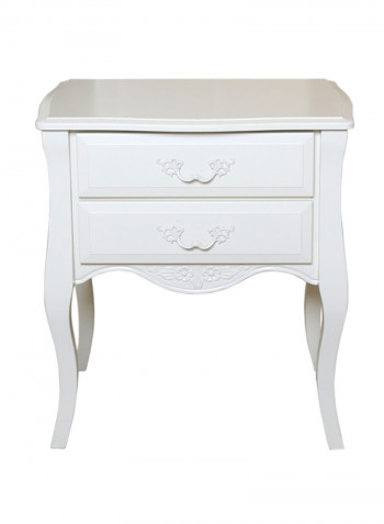 Wooden Nightstand White 60x66x40cm