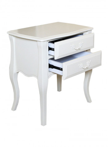 Wooden Nightstand White 60x66x40cm