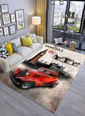 3D Car Design Rectangle Shape Door Mat Multicolour 120X180centimeter