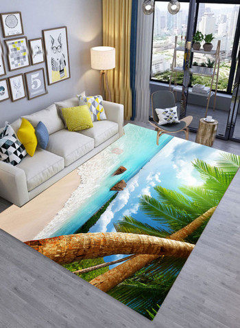 3D Modern Sea Landscape Pattern Anti-Slip Mat Multicolour 120X180centimeter