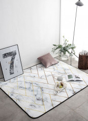 Marble Pattern Rectangle Supple Carpet White 190x190centimeter