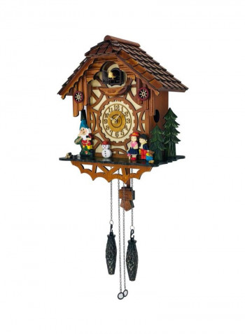 Wooden Decorative Fairy House Cuckoo Clock Brown/Yellow/Green 33x28x17centimeter
