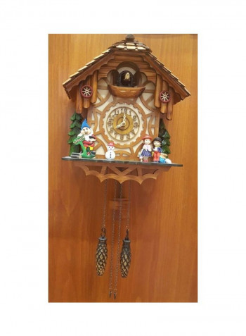 Wooden Decorative Fairy House Cuckoo Clock Brown/Yellow/Green 33x28x17centimeter