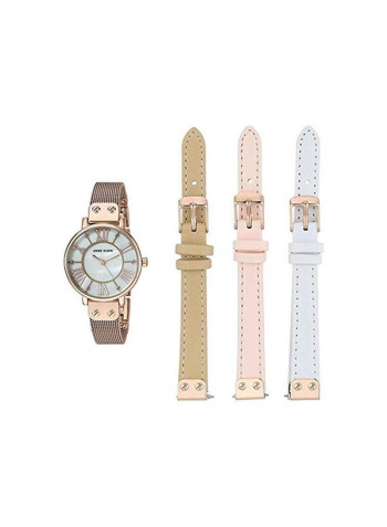 Women's Stainless Steel/leather Analog Wrist Watch AK3180RGST