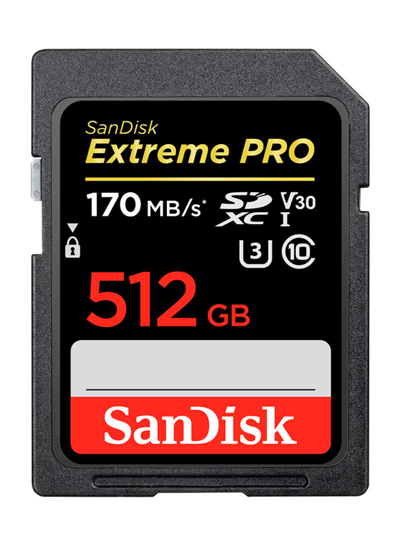 Extreme Pro SDXC Card - 170 Mb/s V30 UHS-I U3 512GB Black
