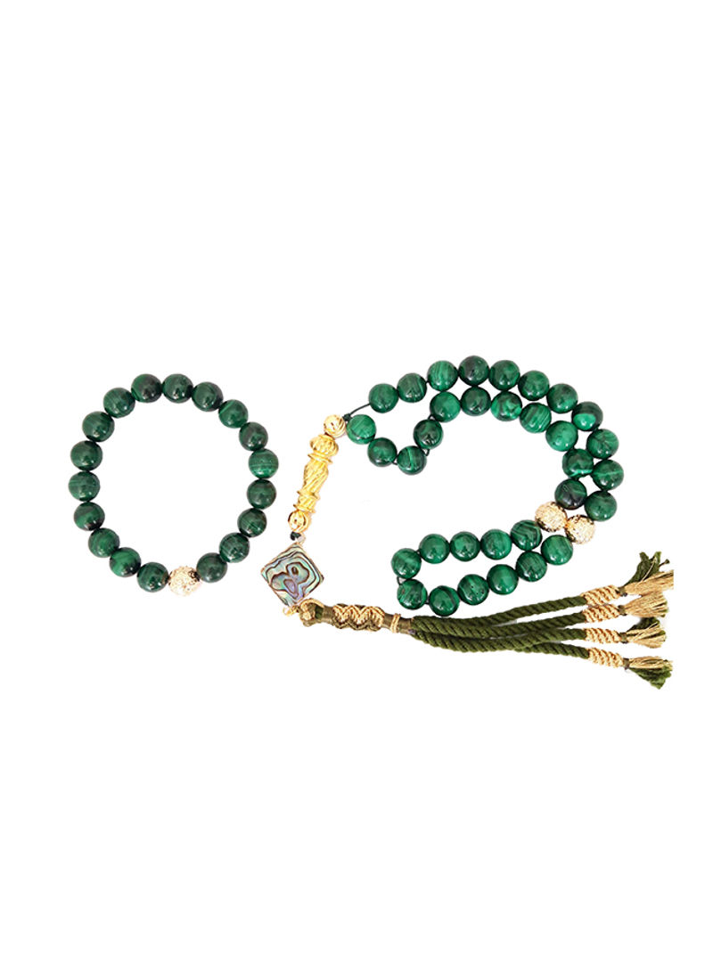 Natural Malakite Prayer Beads With Bracelet