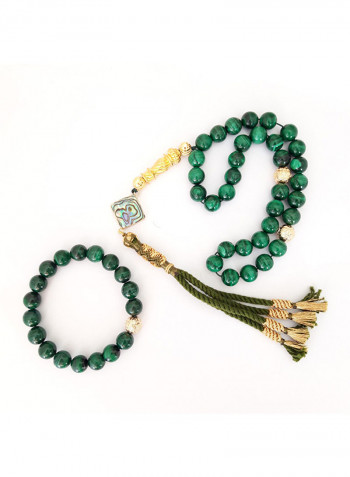 Natural Malakite Prayer Beads With Bracelet