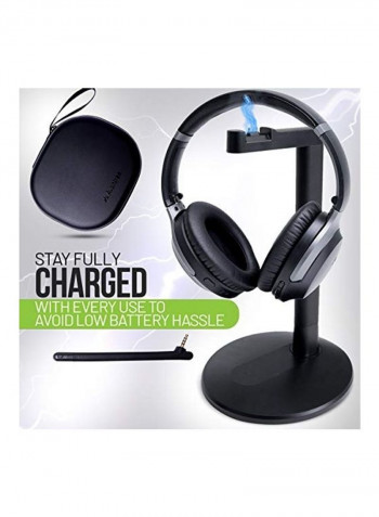 Wireless Noise Cancelling Headphones With Charging Dock Base Black
