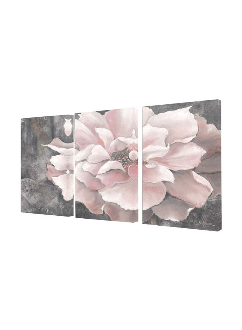 3-Piece Decorative Canvas Wall Art With Frame Grey/Pink/White 16x24x1.5inch