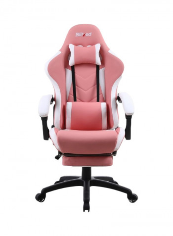 Gaming Racing Style Chair With Retractable Footrest Pink