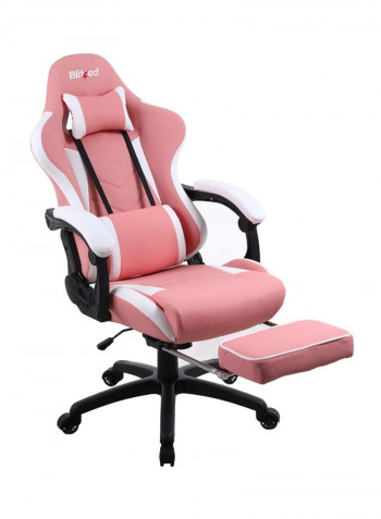 Gaming Racing Style Chair With Retractable Footrest Pink