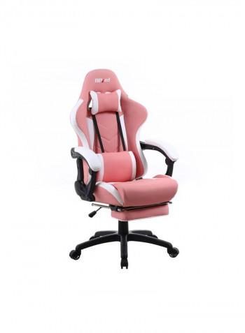 Gaming Racing Style Chair With Retractable Footrest Pink