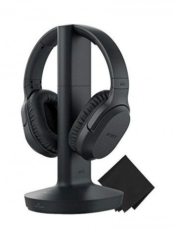 Wireless Over-Ear TV Headphones With Transmitter Black