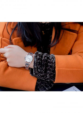 Women's Dainty Silver Polished & Brushed Ss Strap Watch
