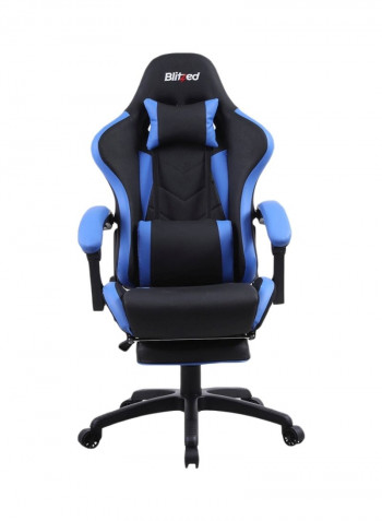 Gaming Racing Style Chair With Retractable Footrest Black/Blue