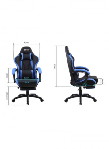 Gaming Racing Style Chair With Retractable Footrest Black/Blue