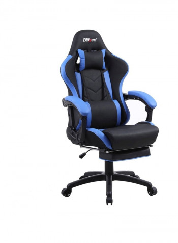 Gaming Racing Style Chair With Retractable Footrest Black/Blue