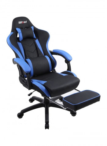 Gaming Racing Style Chair With Retractable Footrest Black/Blue