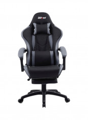 Gaming Racing Style Chair With Retractable Footrest Black/Grey