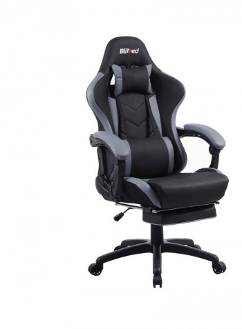 Gaming Racing Style Chair With Retractable Footrest Black/Grey