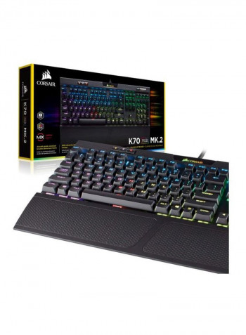 لوحة مفاتيح K70 RGB MK.2 ميكانيكية للألعاب بإضاءة LED متعددة الألوان RGB أسود