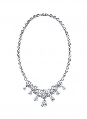 Rhodium Plated Brass Cubic Zirconia Studded Teardrop Necklace