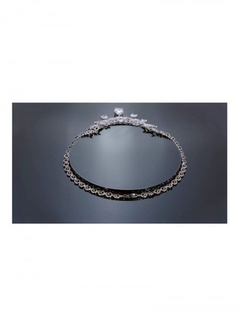 Rhodium Plated Brass Cubic Zirconia Studded Teardrop Necklace
