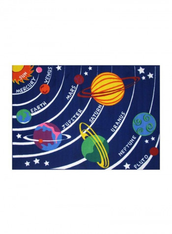 Solar System Printed Area Rug Blue/Yellow/Green 160.02x228.6centimeter
