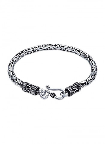 925 Sterling Silver Chain Link Bracelet Silver/Black
