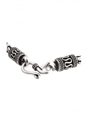 925 Sterling Silver Chain Link Bracelet Silver/Black