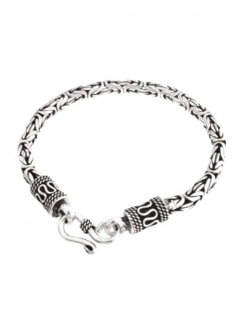 925 Sterling Silver Chain Link Bracelet Silver/Black