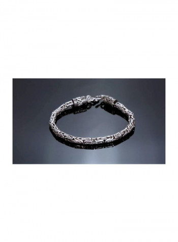 925 Sterling Silver Chain Link Bracelet Silver/Black