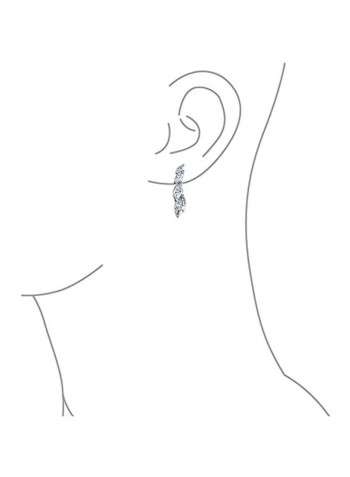 Rhodium Plated Brass Cubic Zirconia Studded Necklace And Earring Set