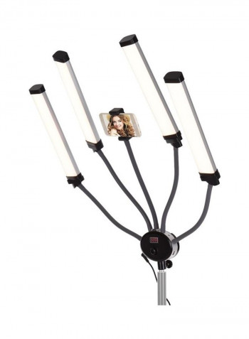 Four-Arm LED Video Lamp with Flexible Hoses for Photography Black/White