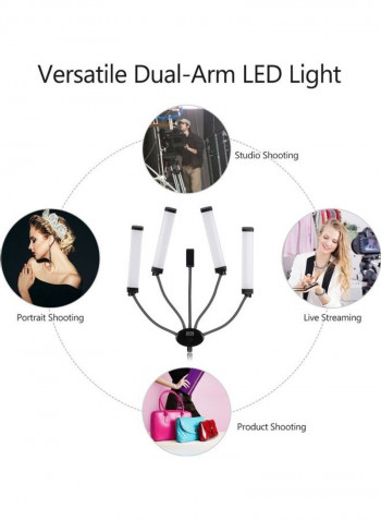 Four Arm LED Video Lamp with Flexible Hoses for Photography Black/White